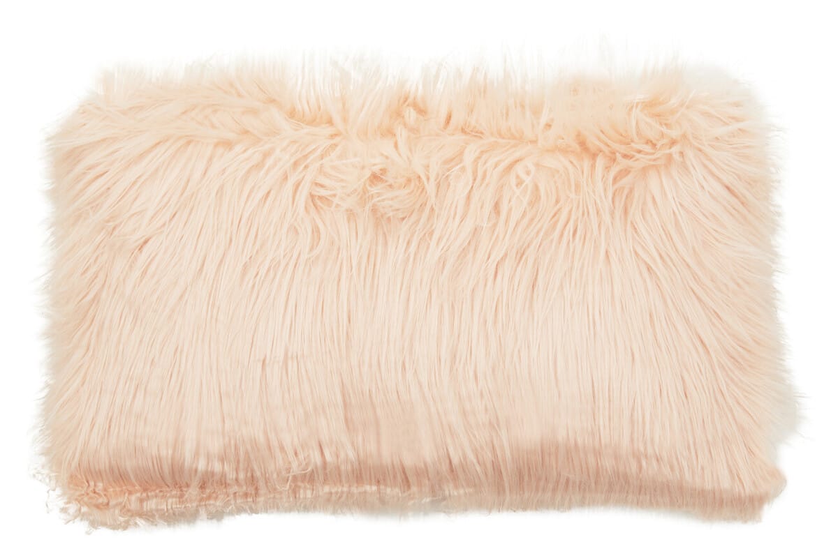 Esperance Accessories Bosie Mongolian Faux Fur Pink Rectangular Cushion House of Isabella UK