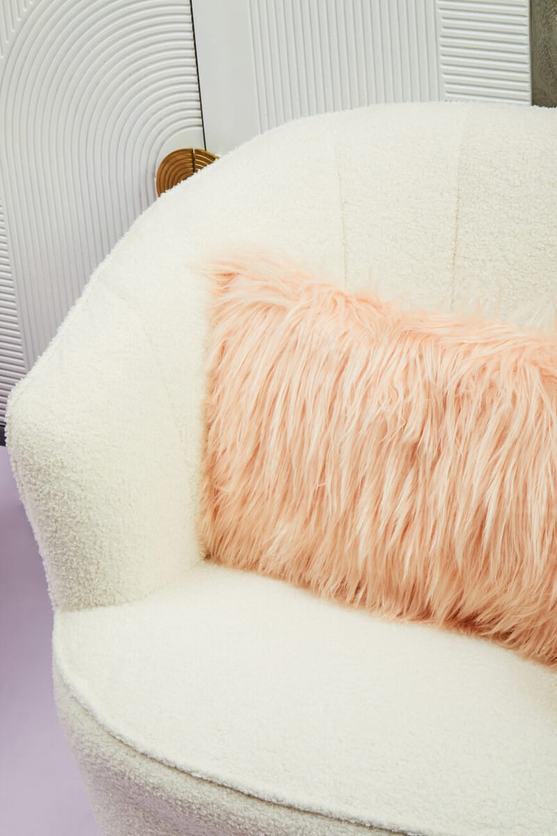 Esperance Accessories Bosie Mongolian Faux Fur Pink Rectangular Cushion House of Isabella UK