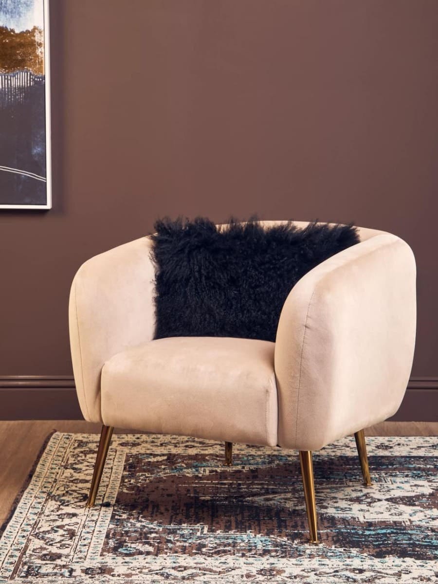 Esperance Accessories Bosie Real Mongolian Fur Black Rectangular Cushion House of Isabella UK