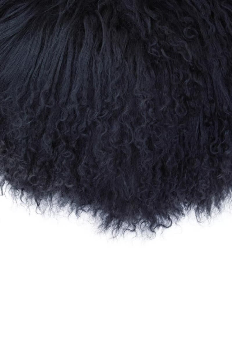 Esperance Accessories Bosie Real Mongolian Fur Black Round Cushion House of Isabella UK