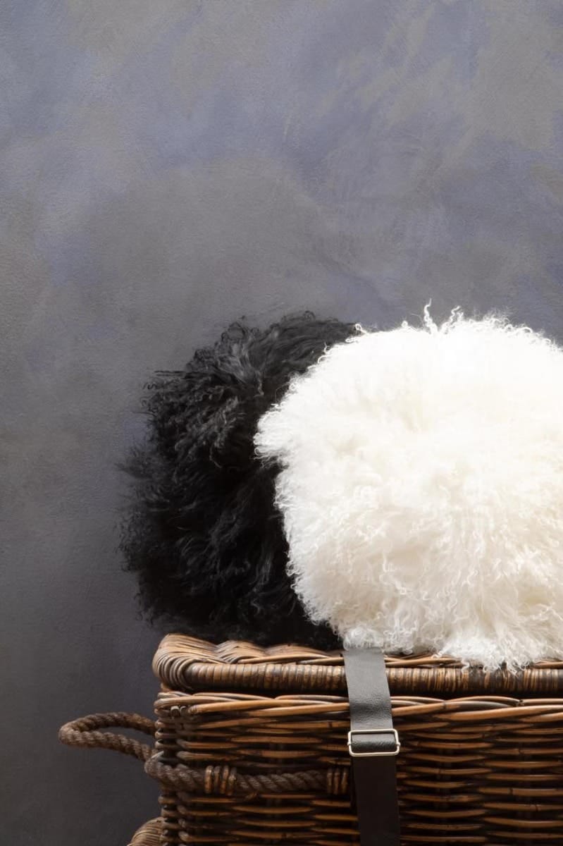 Esperance Accessories Bosie Real Mongolian Fur Black Round Cushion House of Isabella UK