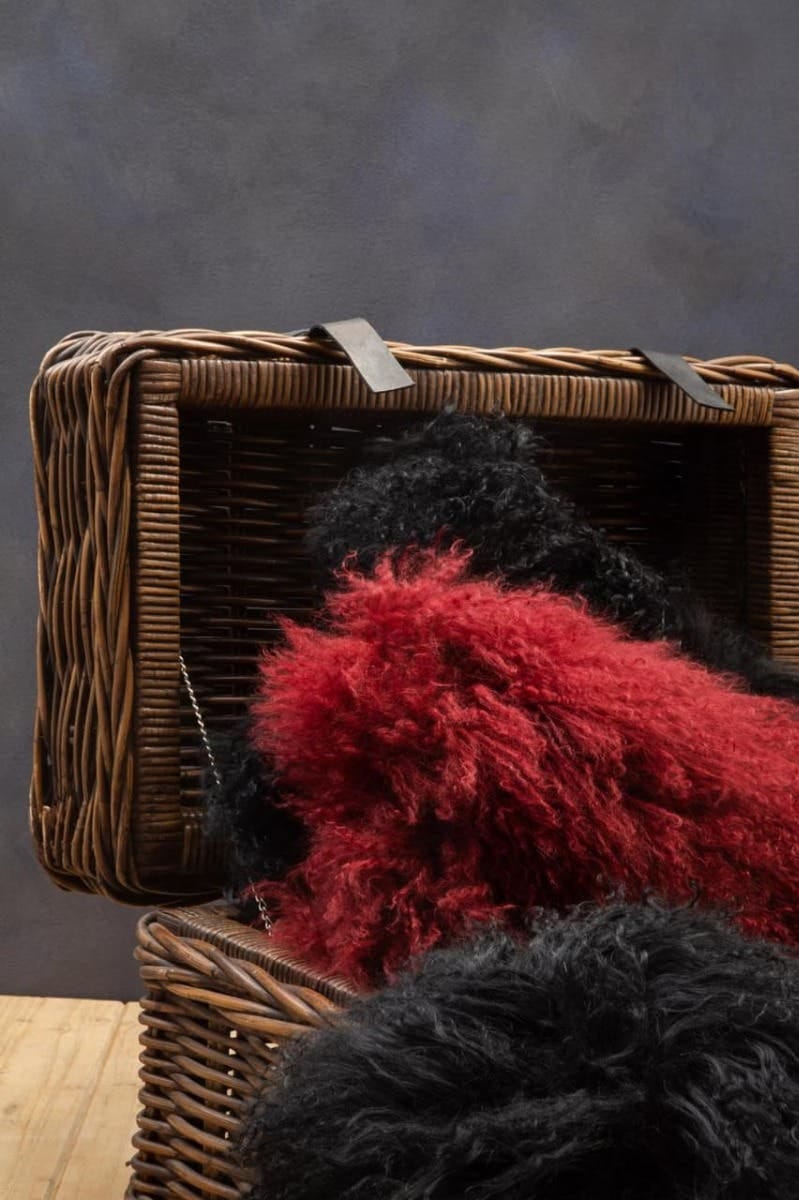 Esperance Accessories Bosie Real Mongolian Fur Black Round Cushion House of Isabella UK