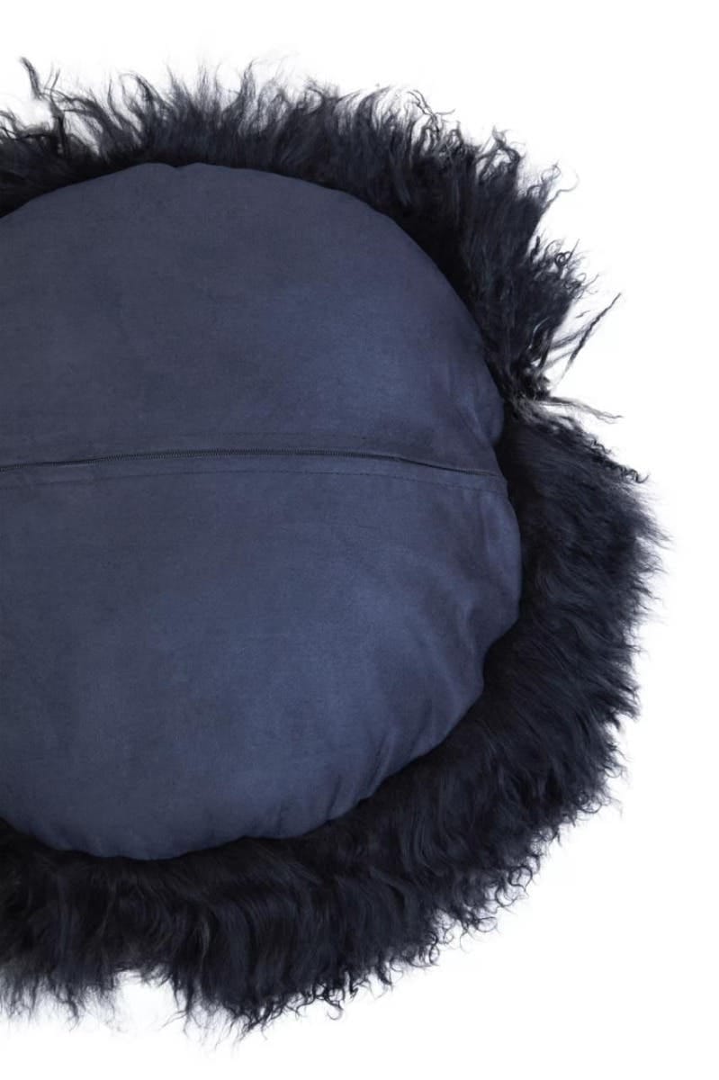 Esperance Accessories Bosie Real Mongolian Fur Black Round Cushion House of Isabella UK