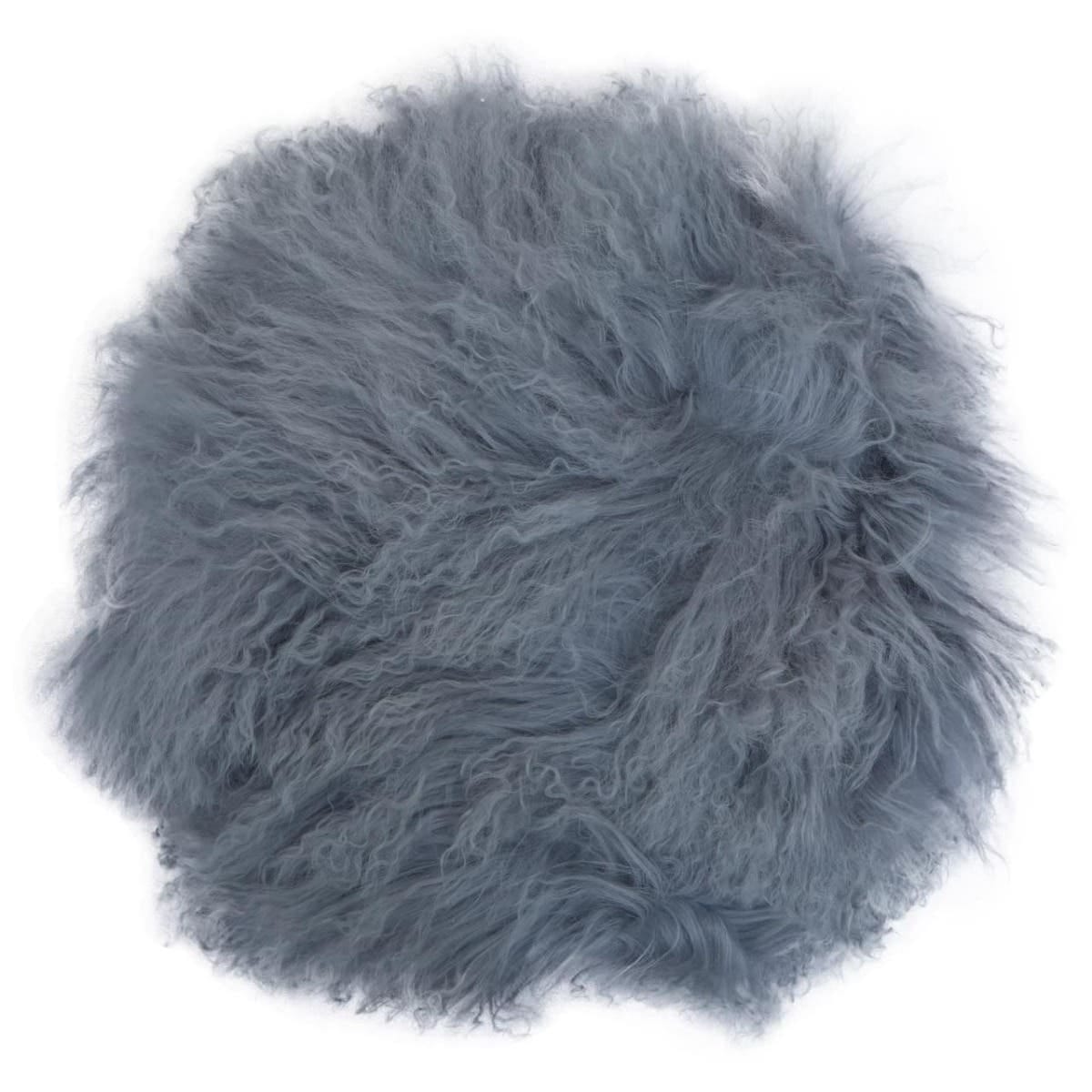 Esperance Accessories Bosie Real Mongolian Fur Grey Round Cushion House of Isabella UK