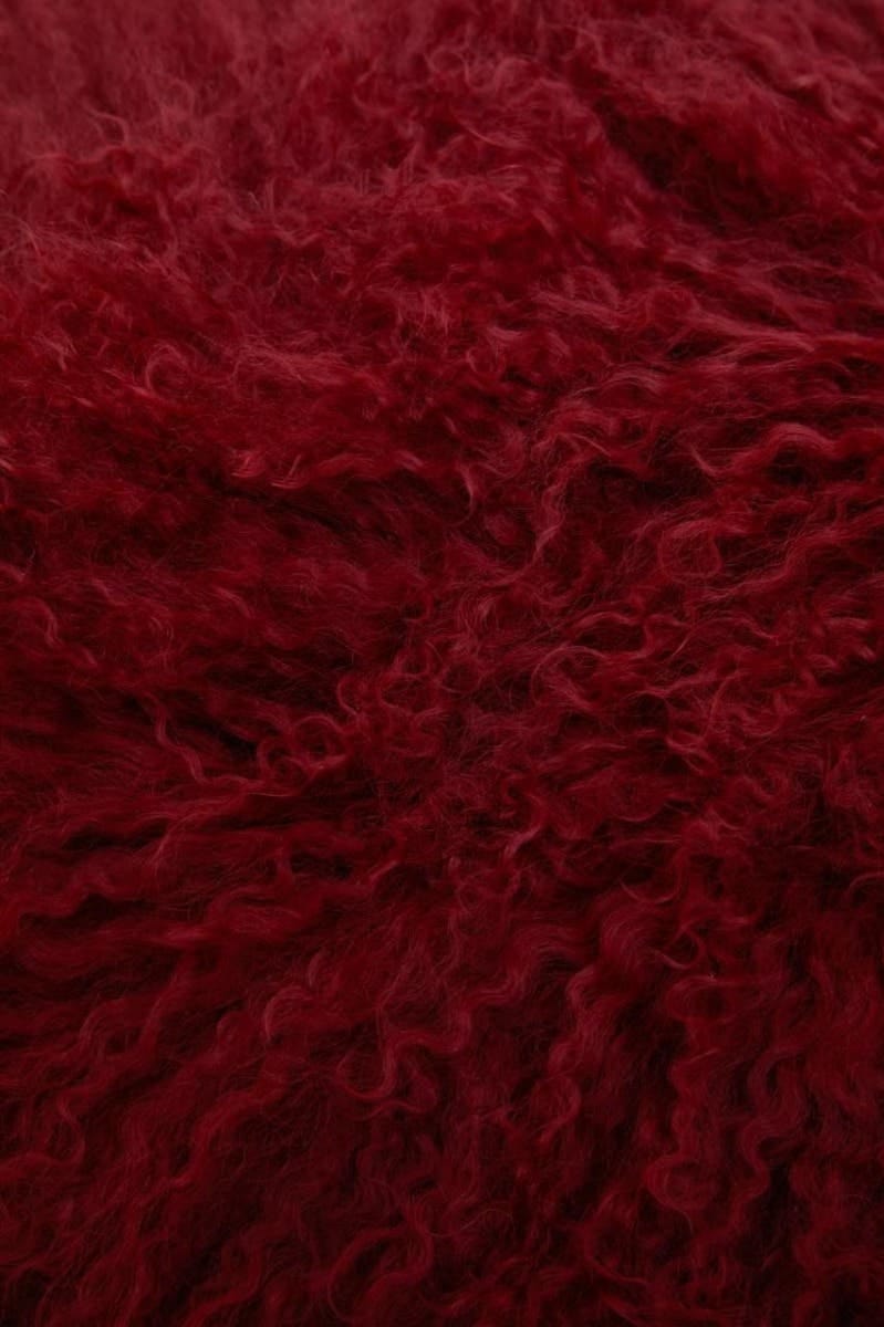Esperance Accessories Bosie Real Mongolian Fur Maroon Rectangular Cushion House of Isabella UK