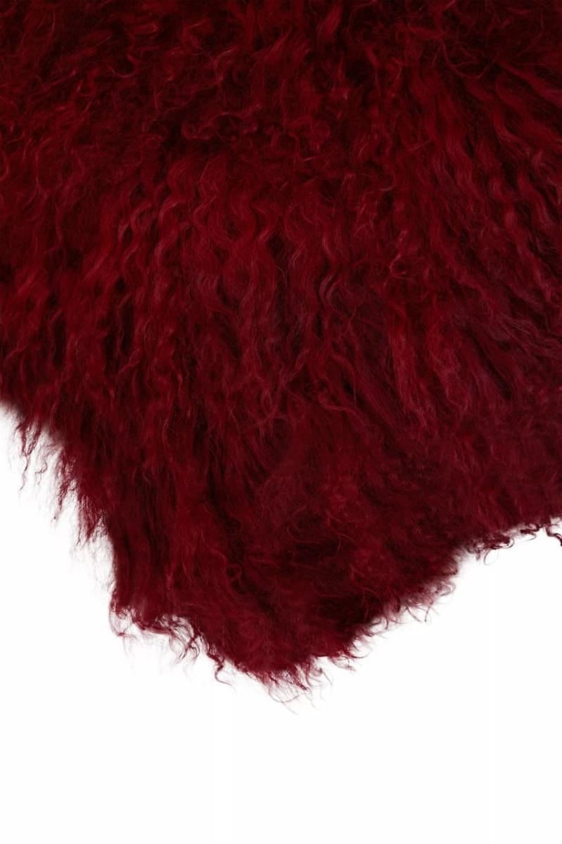 Esperance Accessories Bosie Real Mongolian Fur Maroon Square Cushion House of Isabella UK