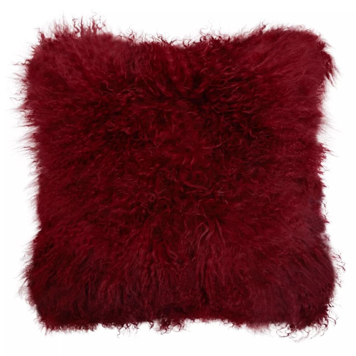Esperance Accessories Bosie Real Mongolian Fur Maroon Square Cushion House of Isabella UK