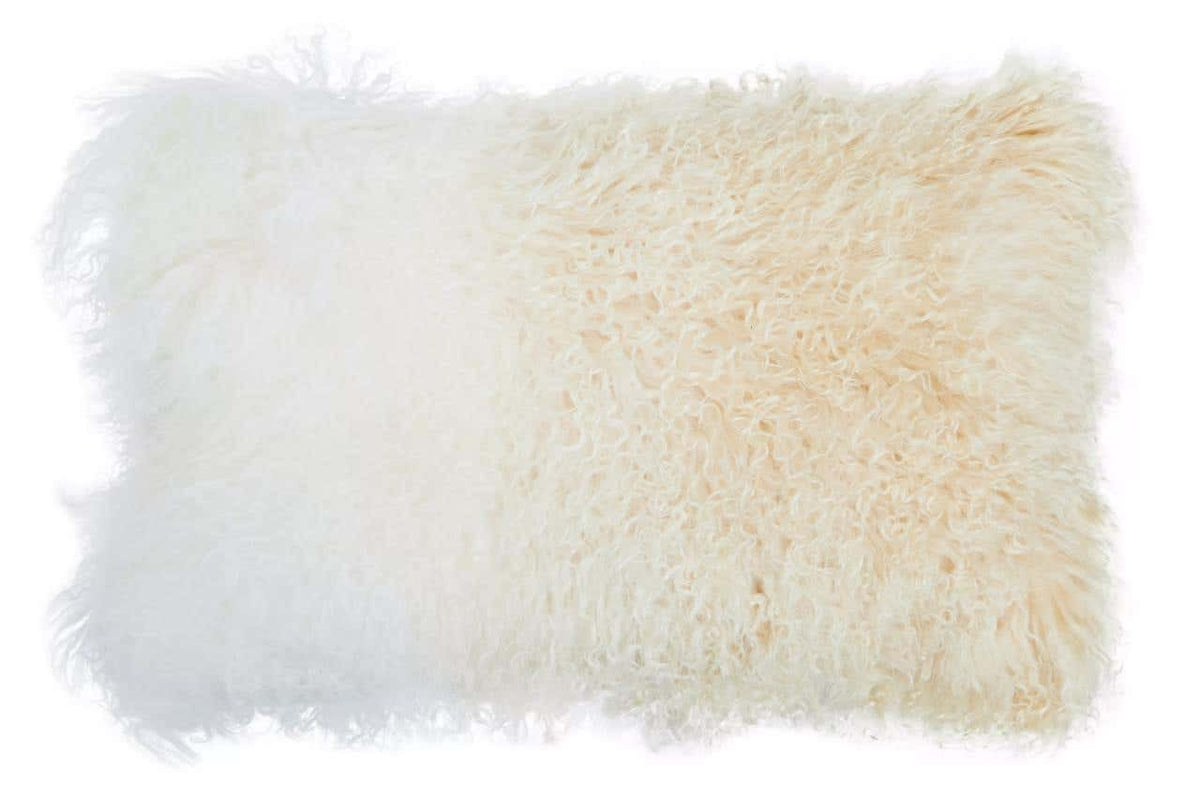 Esperance Accessories Bosie Real Mongolian Fur Natural Ombre Rectangular Cushion House of Isabella UK