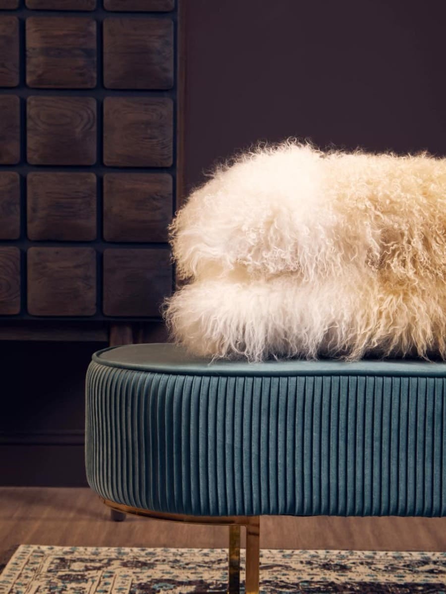 Esperance Accessories Bosie Real Mongolian Fur Natural Ombre Rectangular Cushion House of Isabella UK