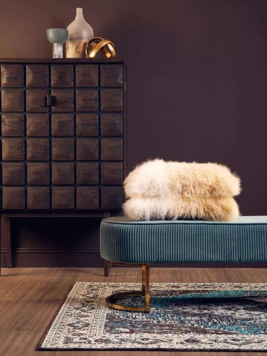 Esperance Accessories Bosie Real Mongolian Fur Natural Ombre Rectangular Cushion House of Isabella UK