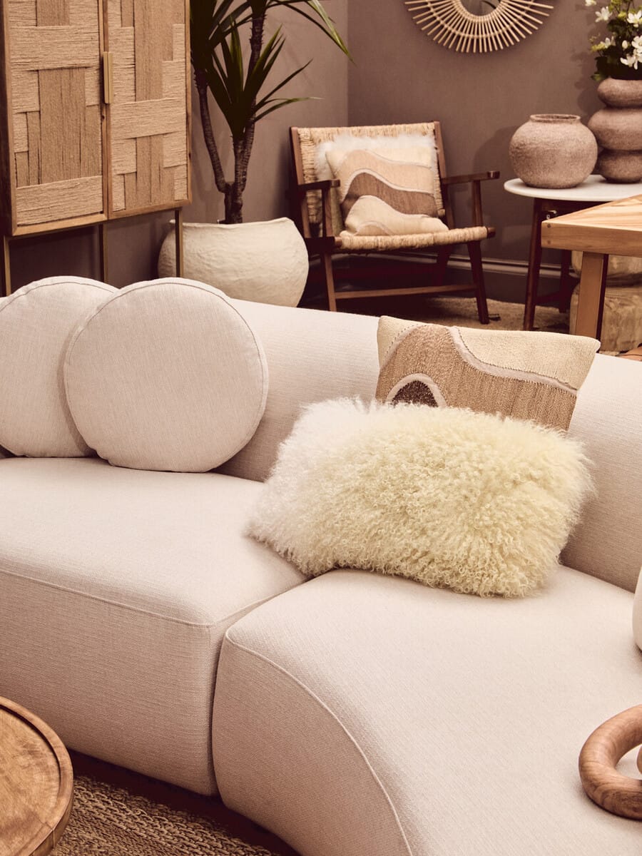 Esperance Accessories Bosie Real Mongolian Fur Natural Ombre Square Cushion House of Isabella UK