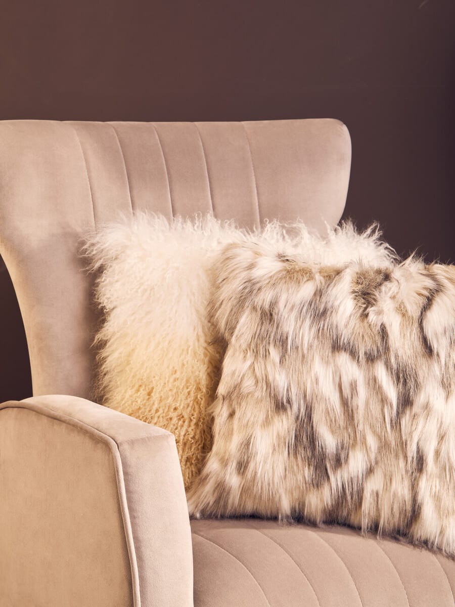 Esperance Accessories Bosie Real Mongolian Fur Natural Ombre Square Cushion House of Isabella UK
