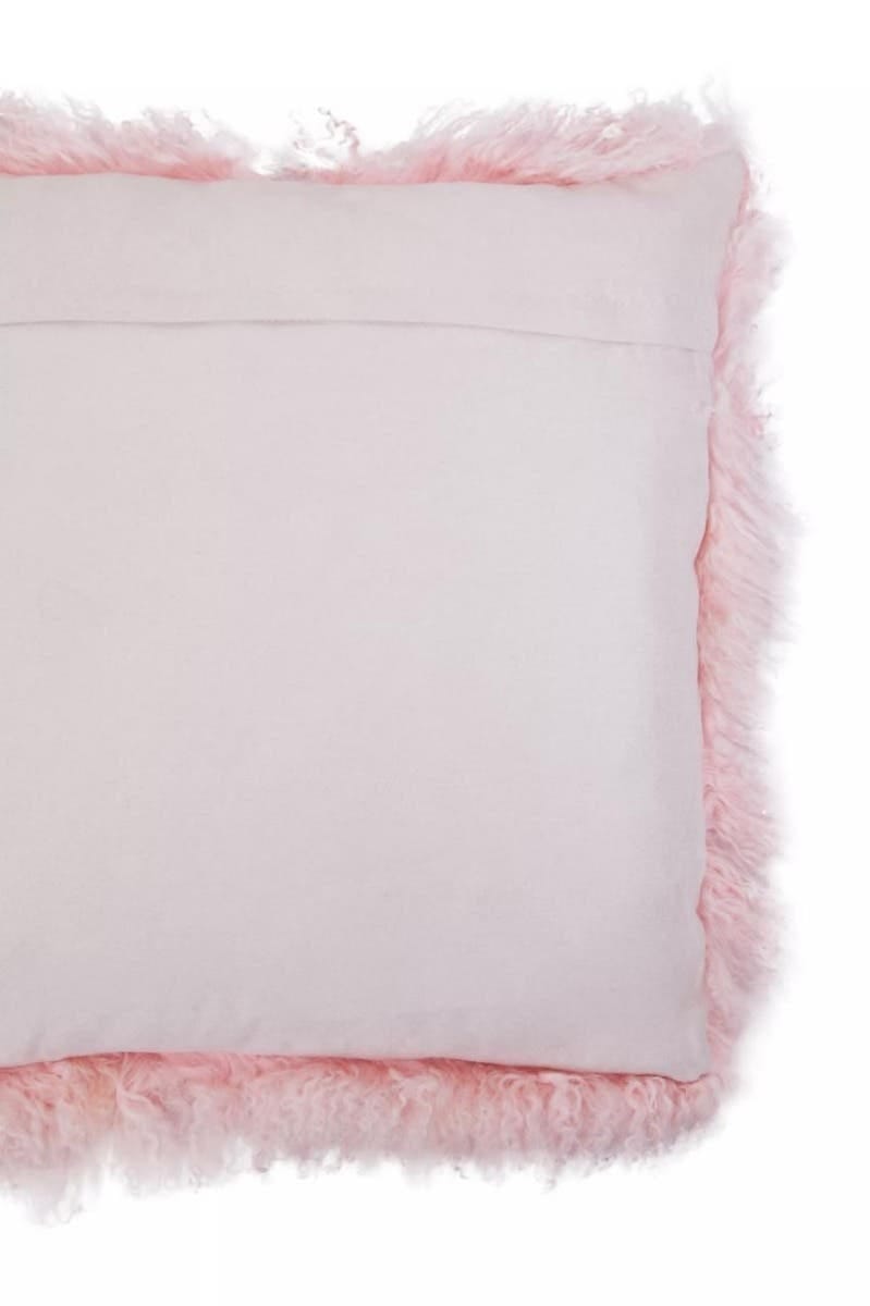 Esperance Accessories Bosie Real Mongolian Fur Pink Square Cushion House of Isabella UK