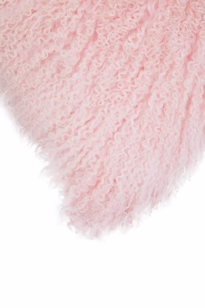 Esperance Accessories Bosie Real Mongolian Fur Pink Square Cushion House of Isabella UK