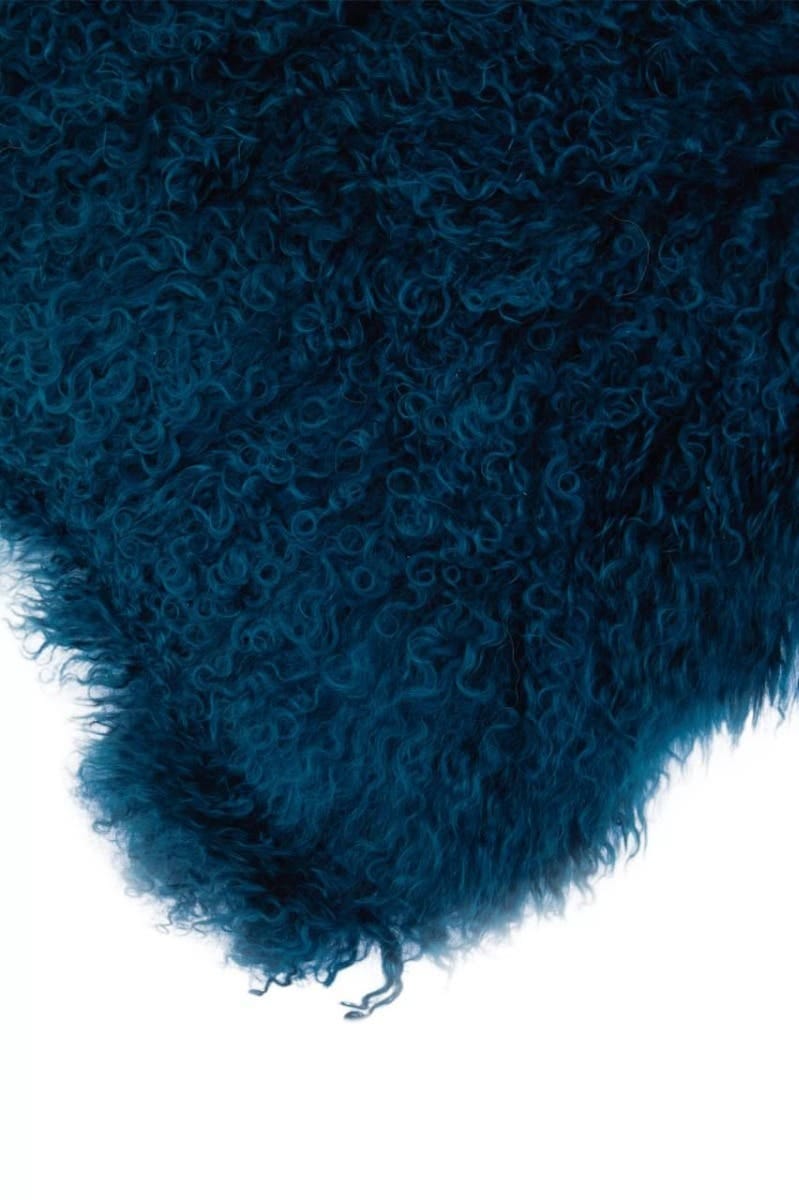 Esperance Accessories Bosie Real Mongolian Fur Teal Square Cushion House of Isabella UK