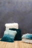 Esperance Accessories Bosie Real Mongolian Fur Teal Square Cushion House of Isabella UK