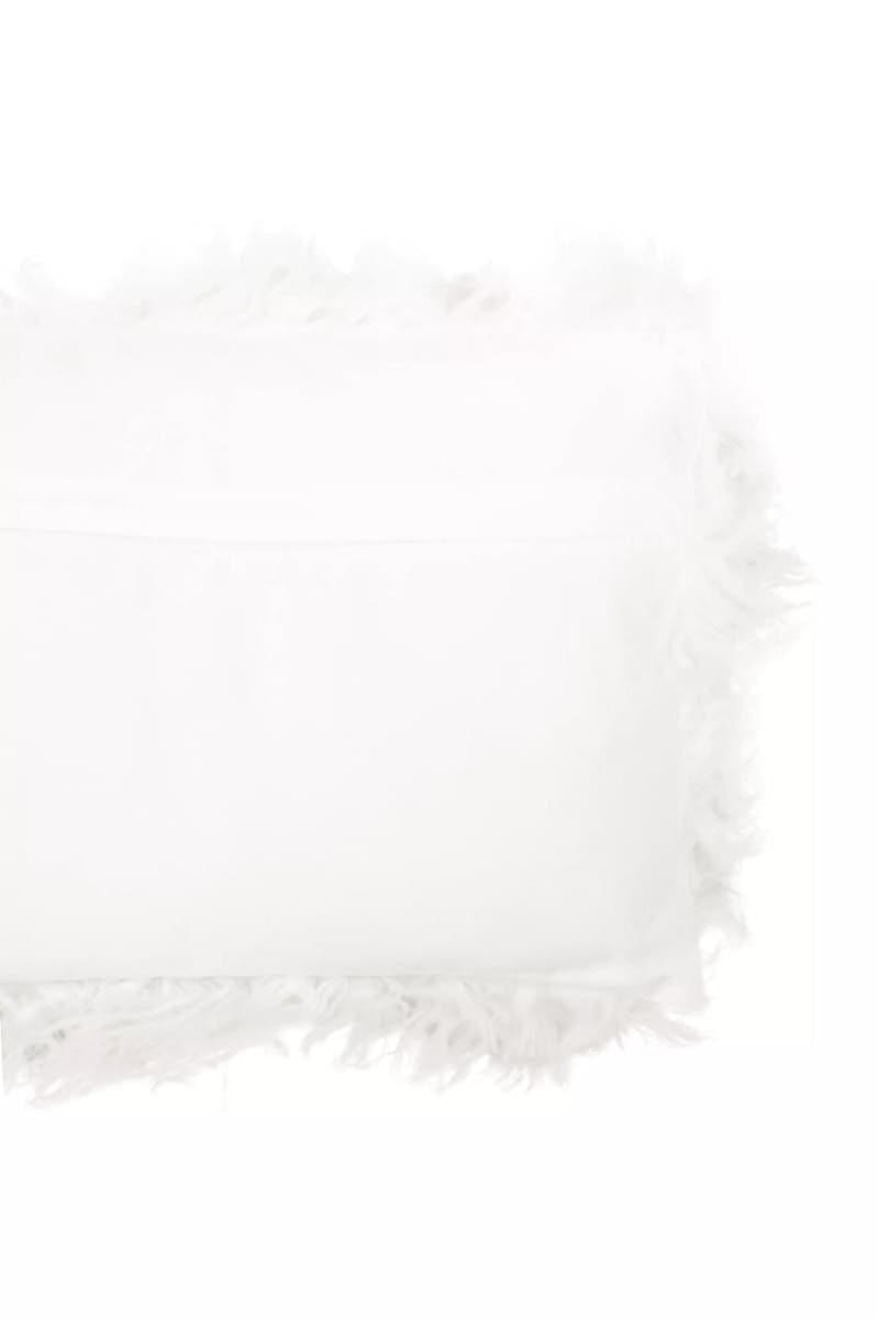 Esperance Accessories Bosie Real Mongolian Fur White Rectangular Cushion House of Isabella UK