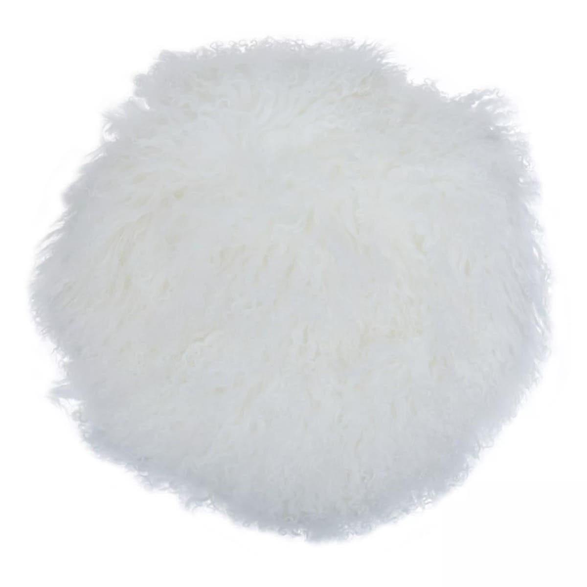 Esperance Accessories Bosie Real Mongolian Fur White Round Cushion House of Isabella UK
