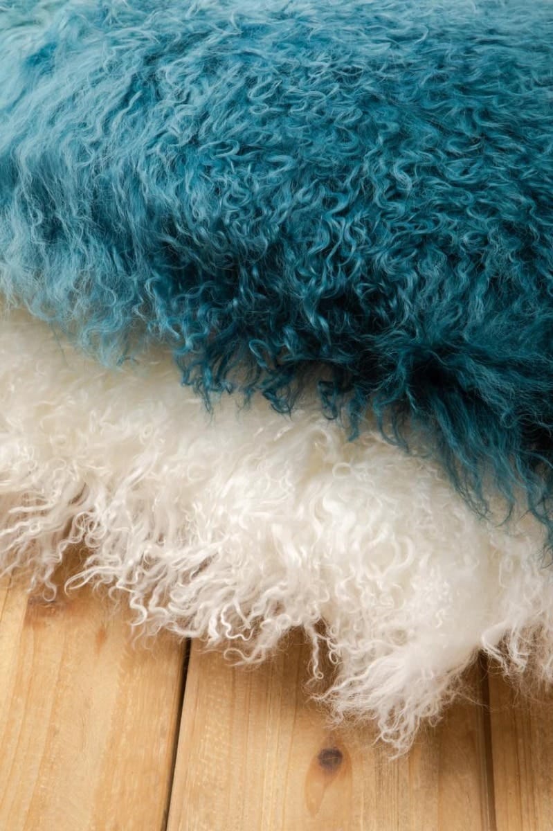 Esperance Accessories Bosie Real Mongolian Fur White Square Cushion House of Isabella UK
