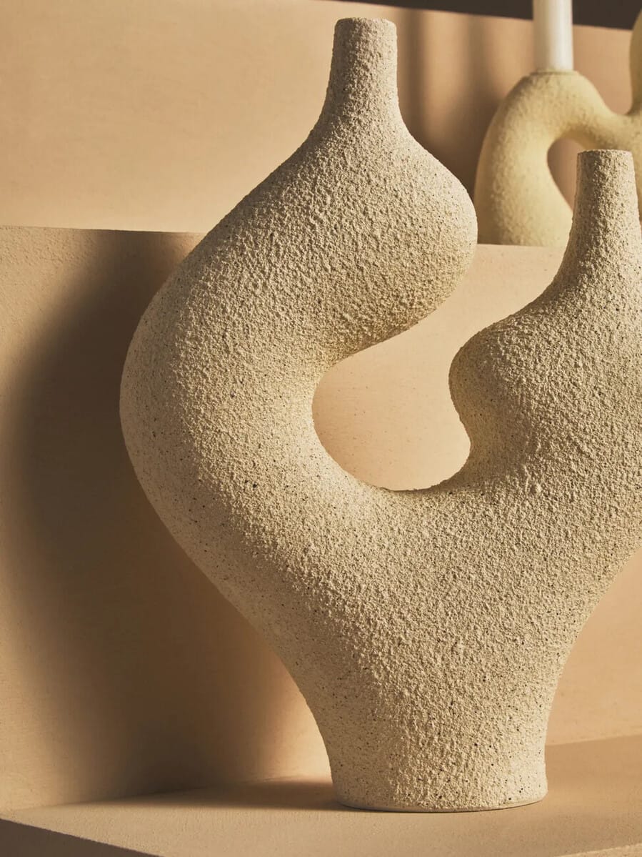 Esperance Accessories Broc Cream Textured Sculptural Vase House of Isabella UK