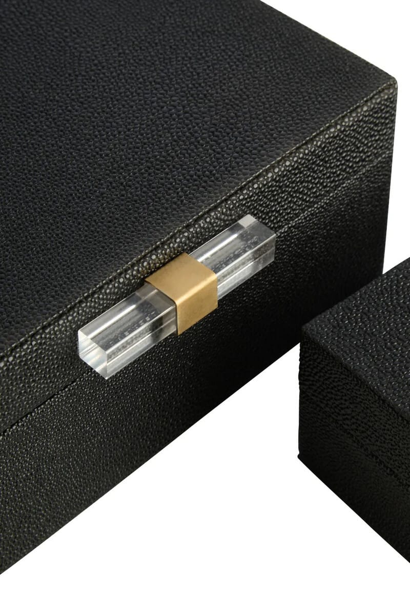 Esperance Accessories Cardona Set of Two Black Shagreen Effect Trinket Boxes House of Isabella UK