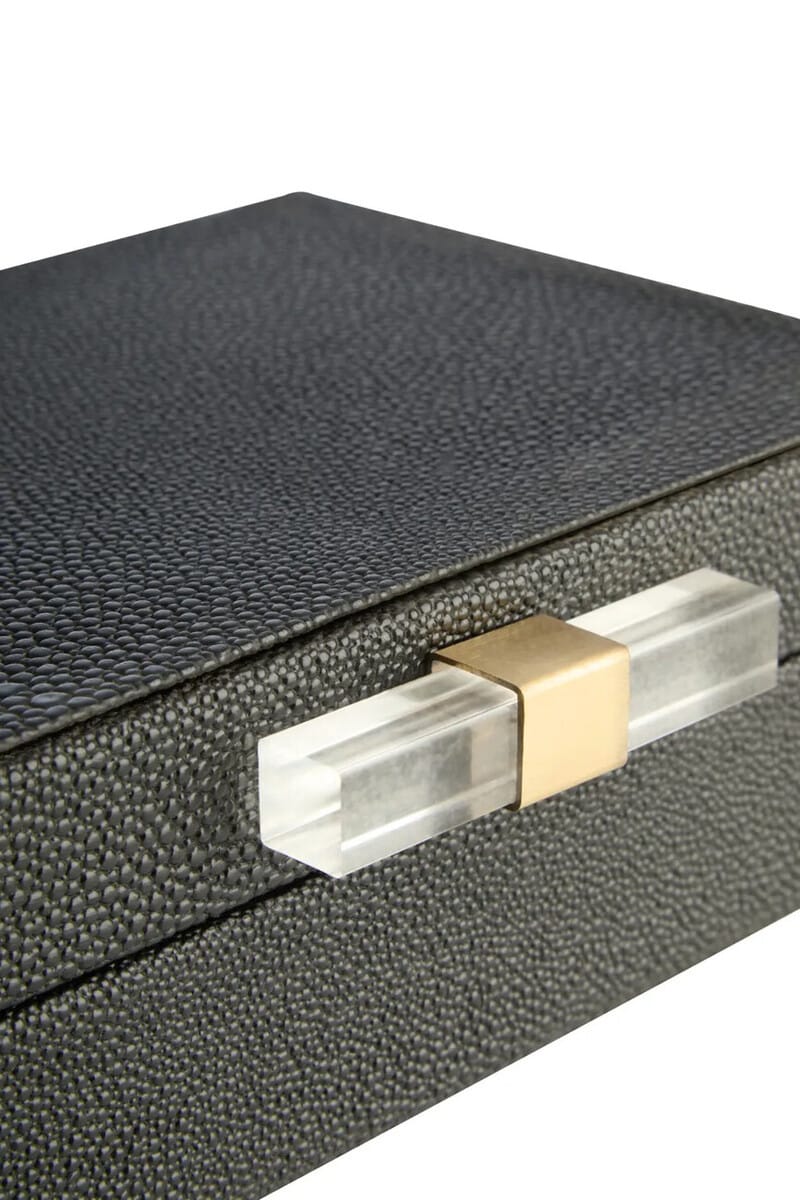 Esperance Accessories Cardona Set of Two Black Shagreen Effect Trinket Boxes House of Isabella UK