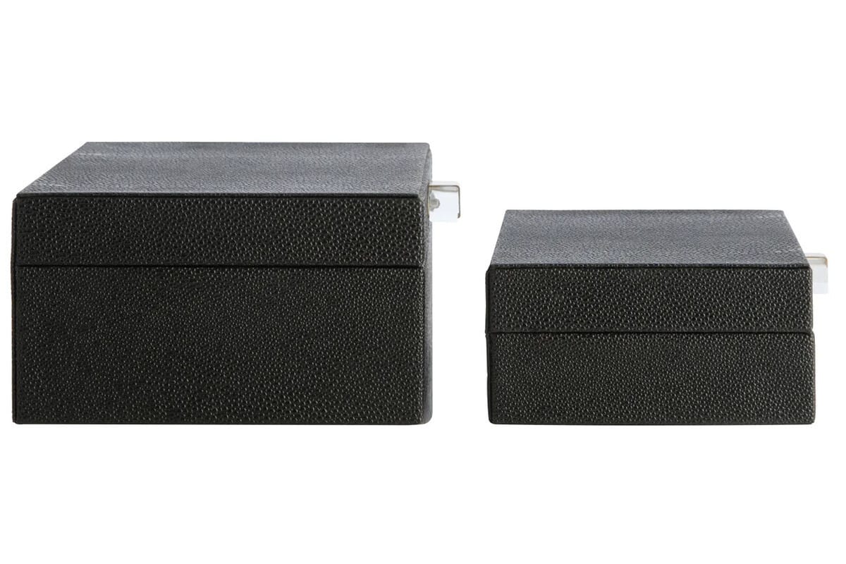 Esperance Accessories Cardona Set of Two Black Shagreen Effect Trinket Boxes House of Isabella UK