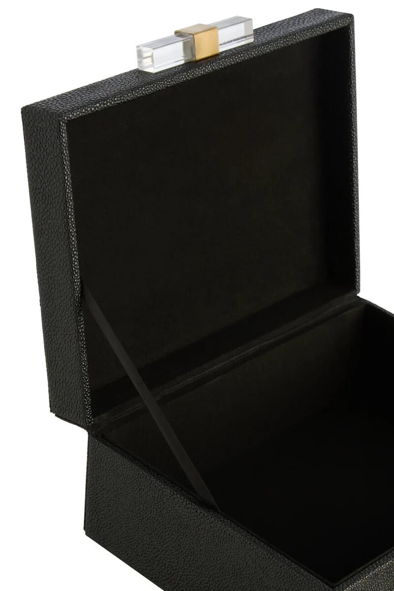 Esperance Accessories Cardona Set of Two Black Shagreen Effect Trinket Boxes House of Isabella UK