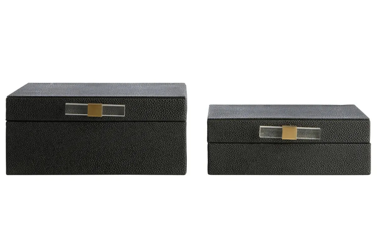 Esperance Accessories Cardona Set of Two Black Shagreen Effect Trinket Boxes House of Isabella UK