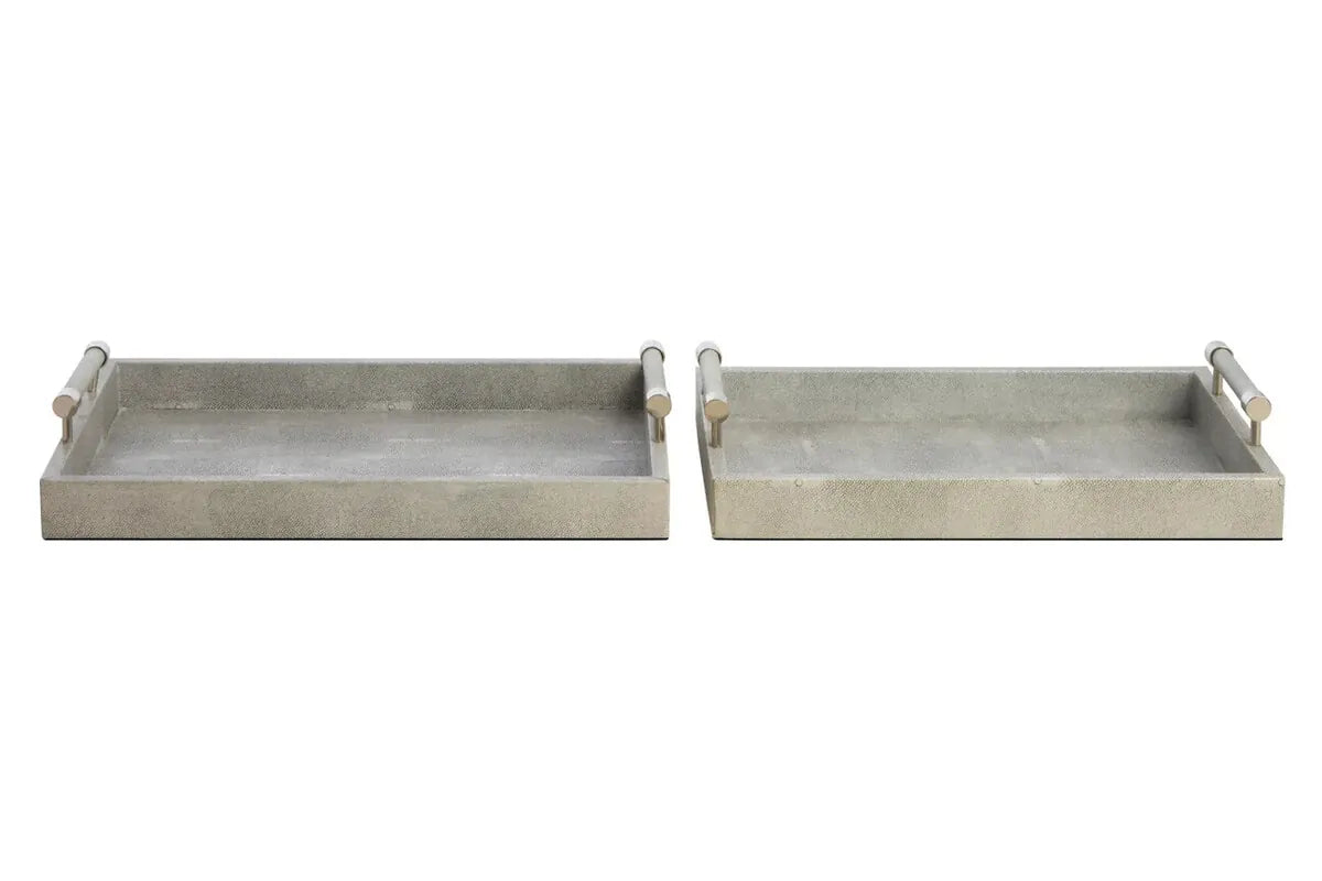 Esperance Accessories Cardona Set of Two Grey Shagreen Effect Trays House of Isabella UK