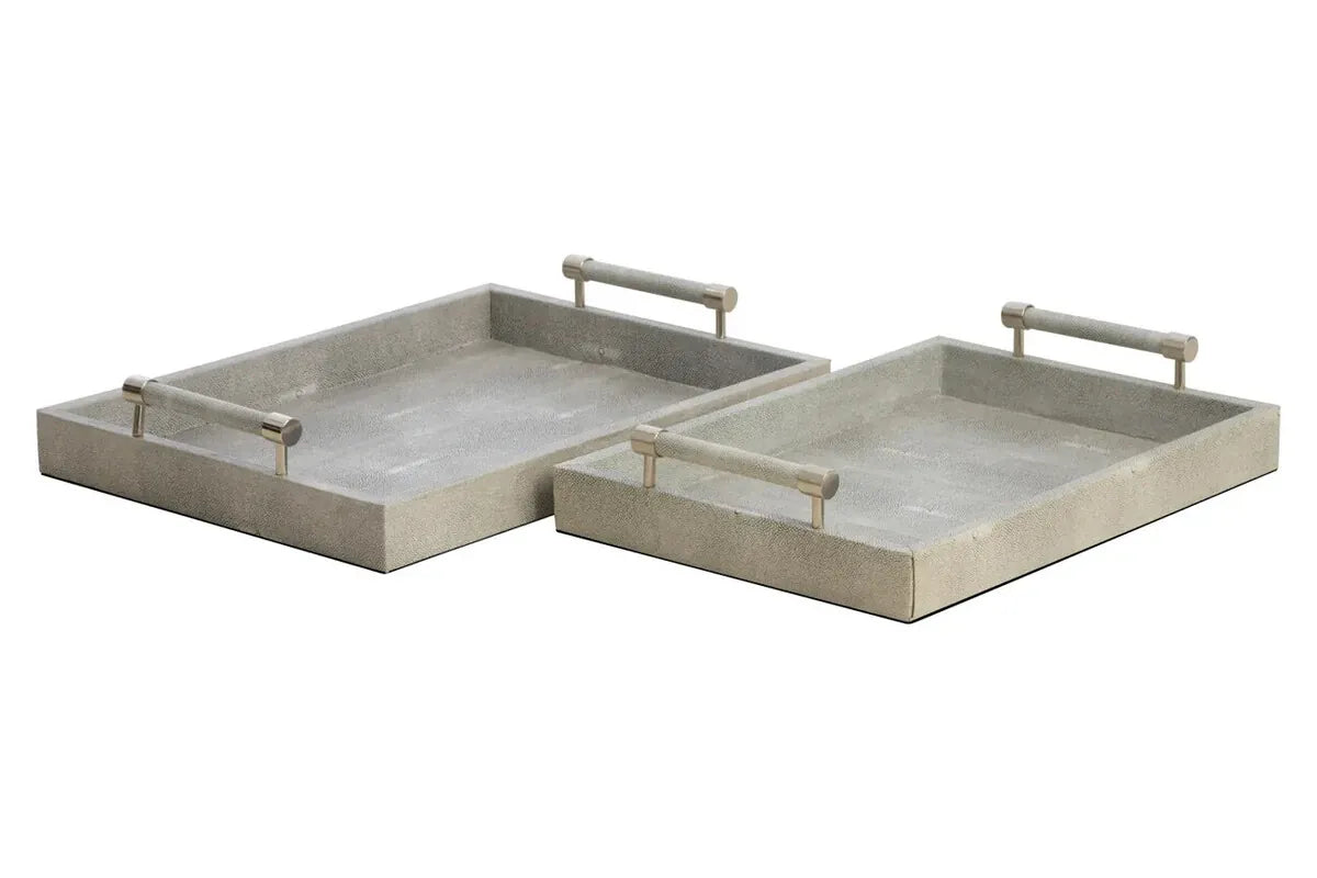 Esperance Accessories Cardona Set of Two Grey Shagreen Effect Trays House of Isabella UK