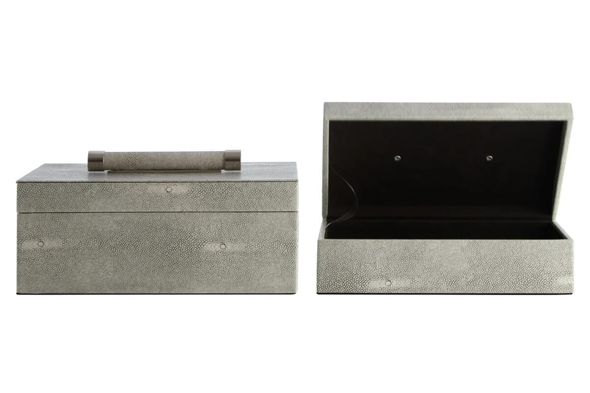 Esperance Accessories Cardona Set of Two Grey Shagreen Effect Trinket Boxes House of Isabella UK