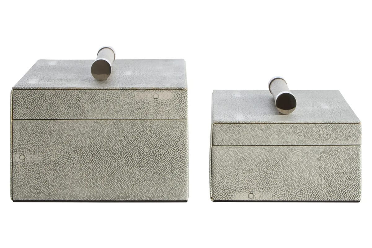 Esperance Accessories Cardona Set of Two Grey Shagreen Effect Trinket Boxes House of Isabella UK