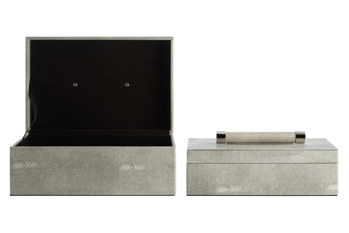 Esperance Accessories Cardona Set of Two Grey Shagreen Effect Trinket Boxes House of Isabella UK