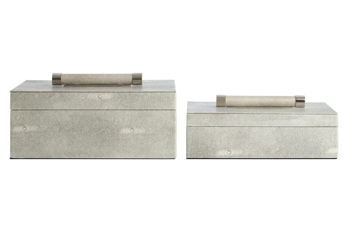 Esperance Accessories Cardona Set of Two Grey Shagreen Effect Trinket Boxes House of Isabella UK