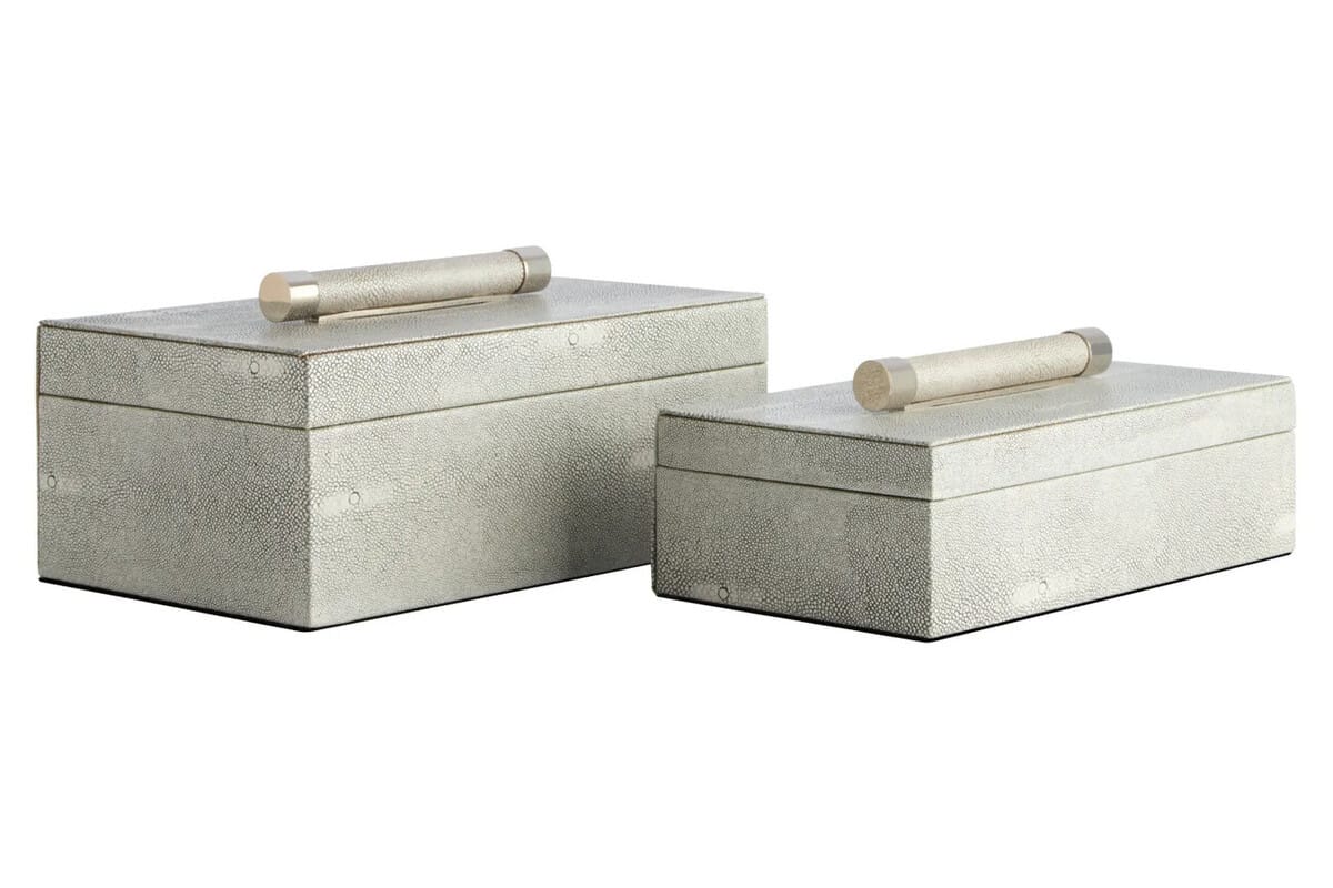 Esperance Accessories Cardona Set of Two Grey Shagreen Effect Trinket Boxes House of Isabella UK