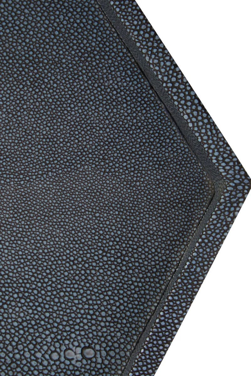 Esperance Accessories Cardona Set Of Two Hexagonal Blue Shagreen Effect Trays House of Isabella UK
