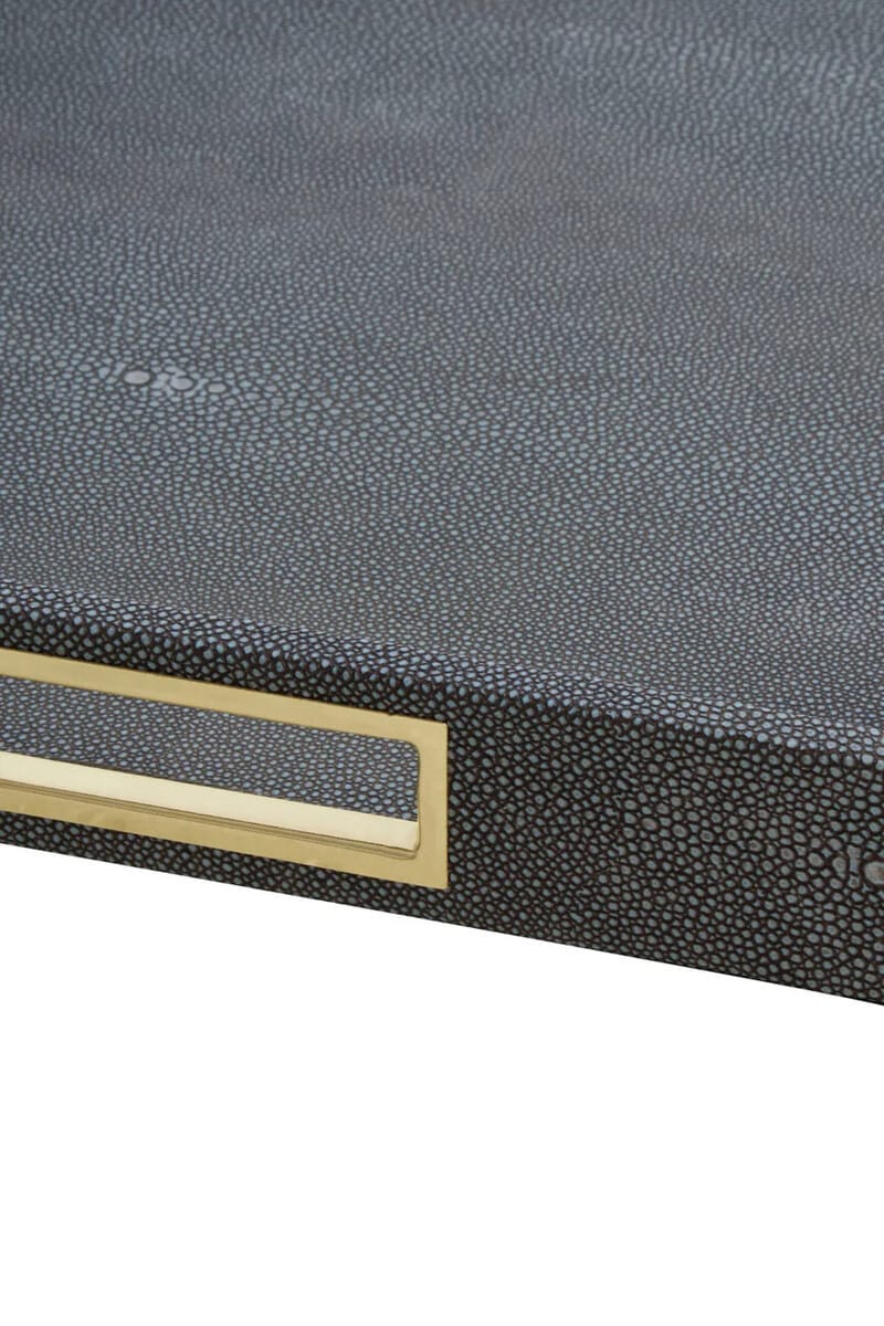 Esperance Accessories Cardona Set Of Two Hexagonal Blue Shagreen Effect Trays House of Isabella UK