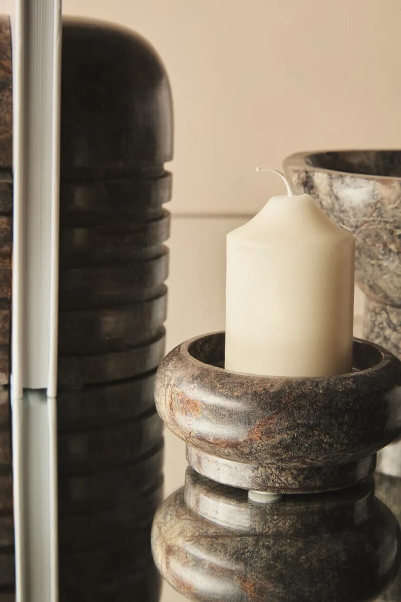 Esperance Accessories Fazio Forest Green Marble Pillar Candle Holder House of Isabella UK