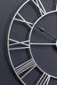 Esperance Accessories Genova 60cm Dia Silver Metal Roman Numeral Wall Clock House of Isabella UK
