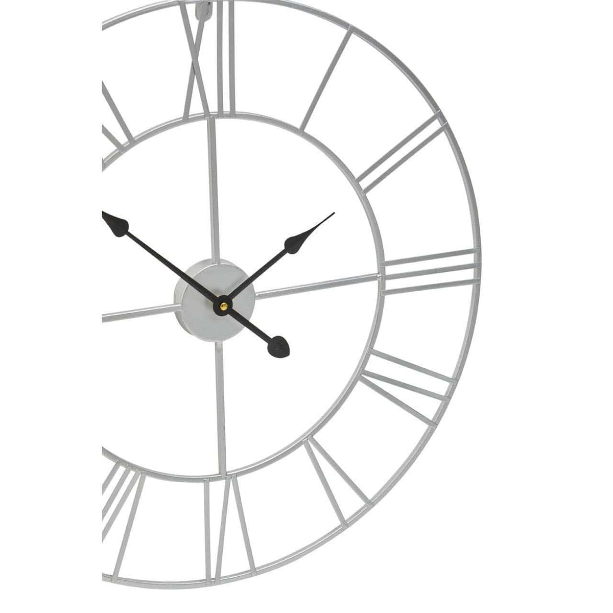 Esperance Accessories Genova 60cm Dia Silver Metal Roman Numeral Wall Clock House of Isabella UK