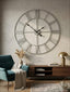 Esperance Accessories Genova 60cm Dia Silver Metal Roman Numeral Wall Clock House of Isabella UK