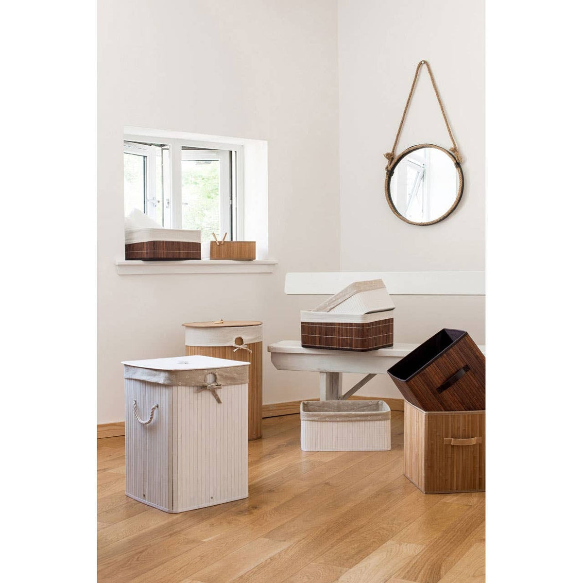 Esperance Accessories Kankyo White Bamboo Laundry Hamper House of Isabella UK
