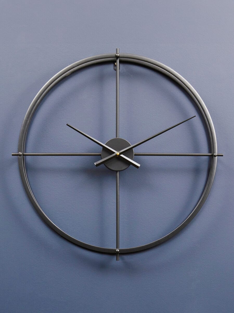 Esperance Accessories Kent 60cm Dia Large Black Finish Wall Clock House of Isabella UK