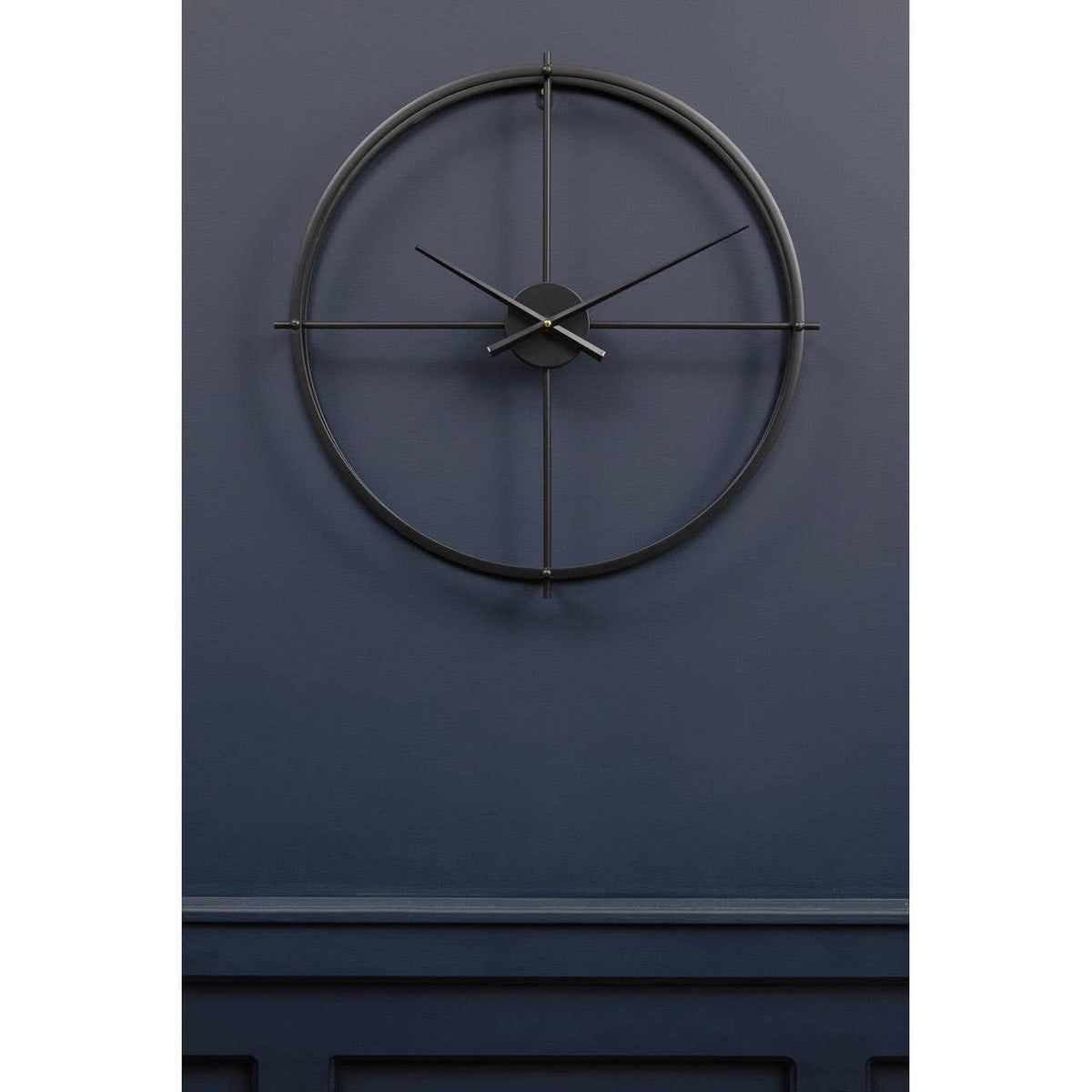 Esperance Accessories Kent 60cm Dia Large Black Finish Wall Clock House of Isabella UK