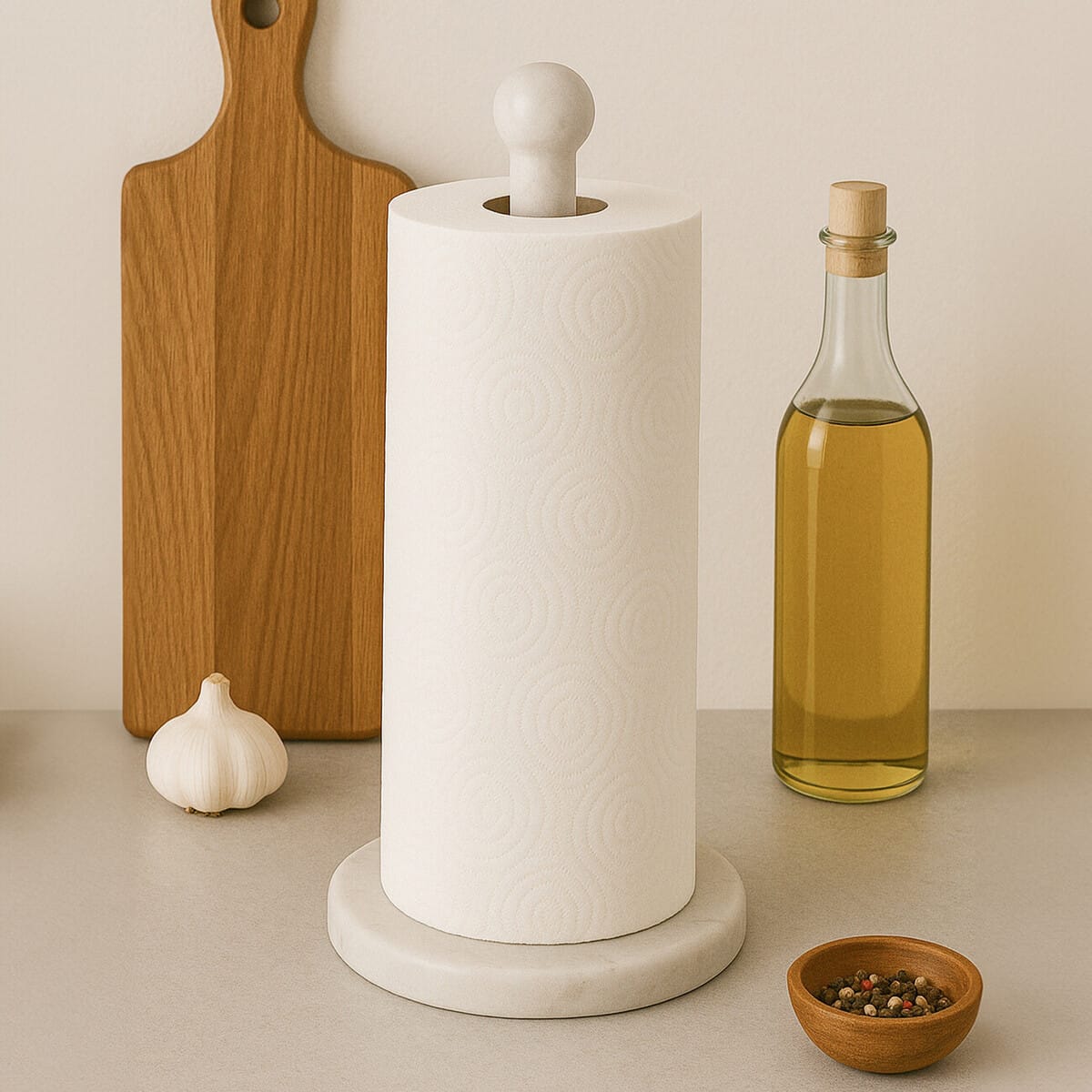 Esperance Accessories Kindia White Marble Kitchen Roll Holder House of Isabella UK