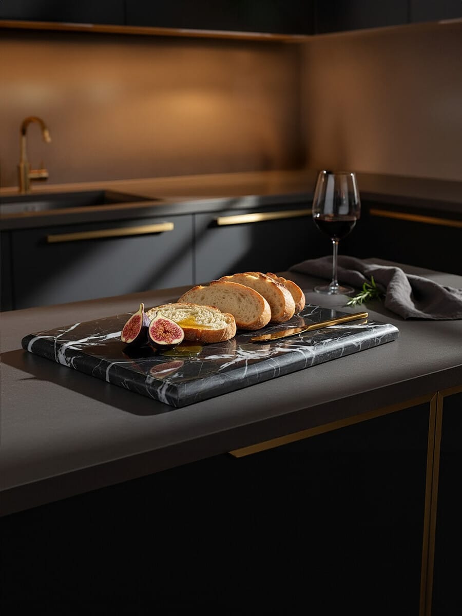 Esperance Accessories Marmore Black and Gold Marble Chopping and Serving Board House of Isabella UK