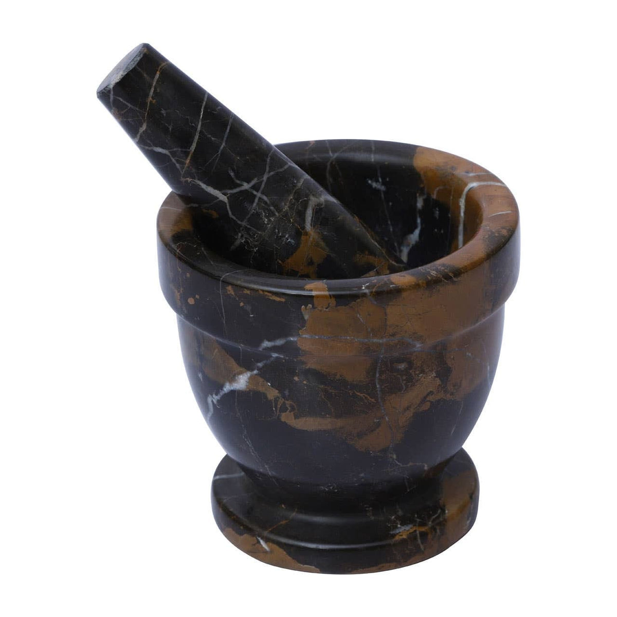 Esperance Accessories Marmore Black and Gold Marble Mortar and Pestle House of Isabella UK