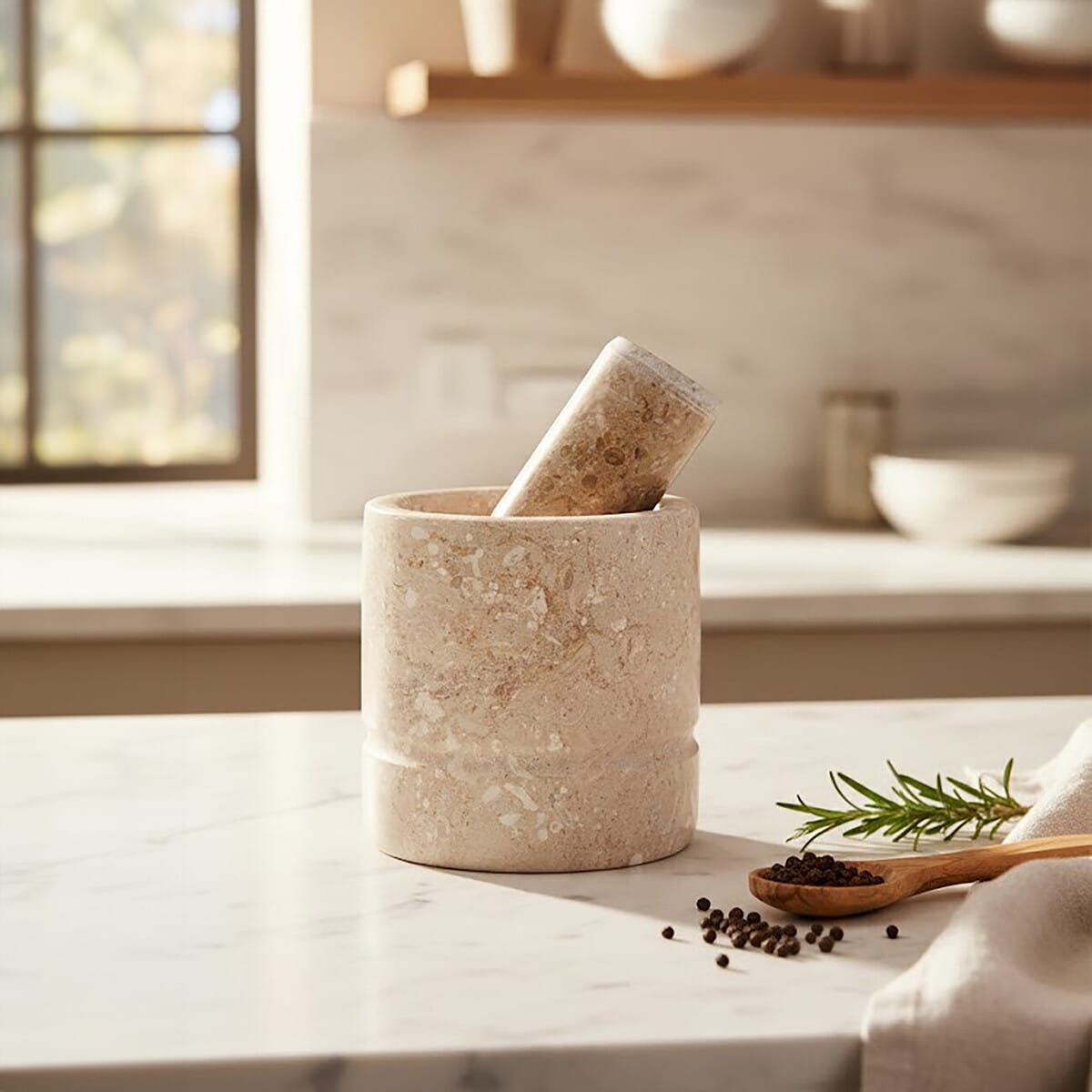 Esperance Accessories Marmore Cream Marble Mortar and Pestle House of Isabella UK