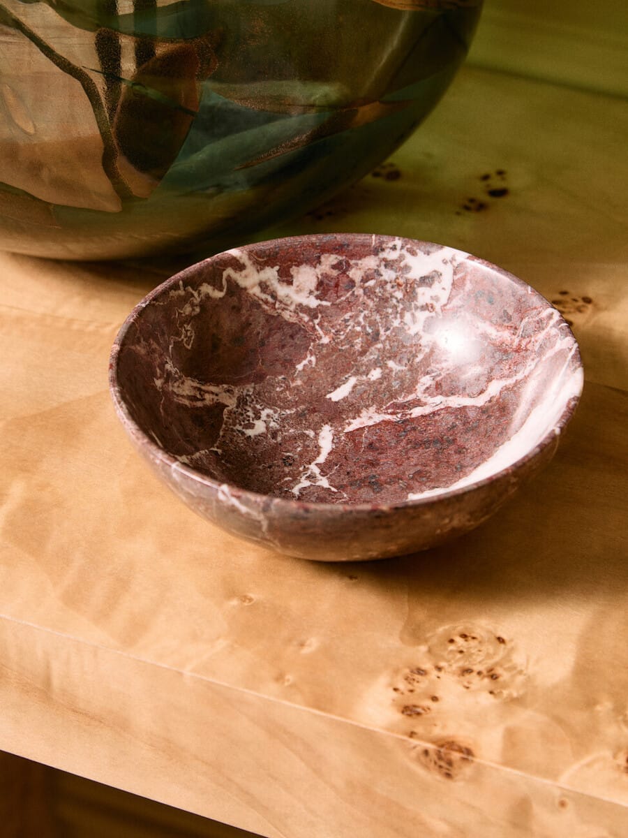 Esperance Accessories Marmore Red and White Marble Bowl House of Isabella UK
